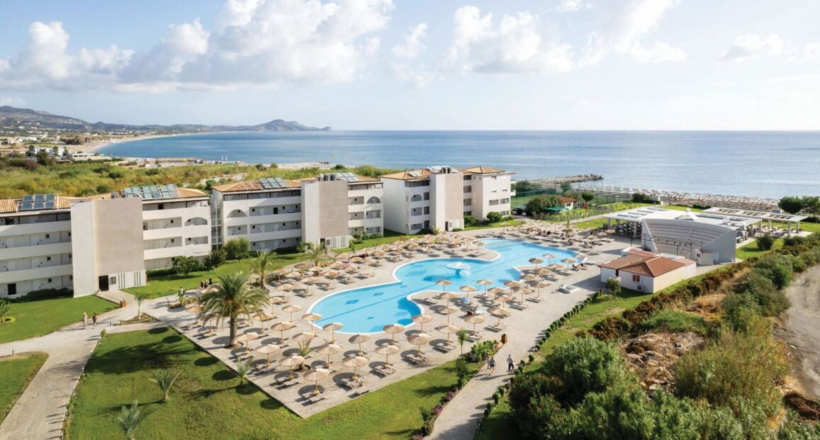 Myrina Beach Resort s přístupem na pláž na ostrově Rhodos.